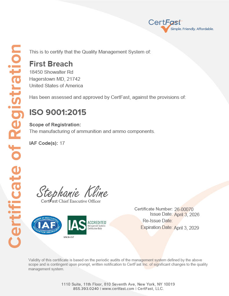 First Breach Certification of ISO 9001:2015 Standard